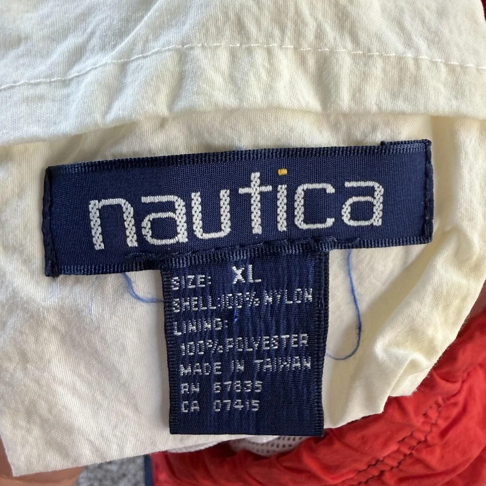 Vintage Nautica Swim Shorts Mens XL Red White Blue Flag Trunks Lined Patriotic